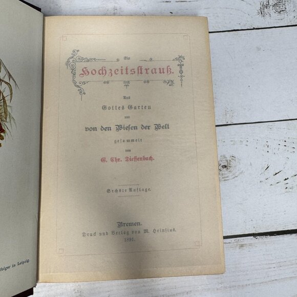 Ein Hochzeitsstrauß G. Chr. Dieffenbach 1891 Antique German Gift Book Gilt Angel - Picture 9 of 11